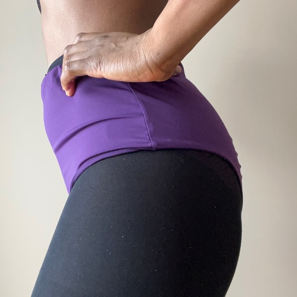 High Waisted Scrunch Shorts - Deep Purple - Picture 3 of 9